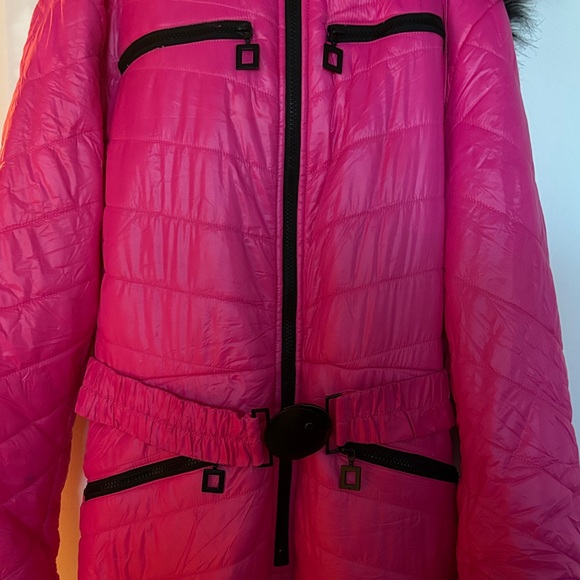 Quilted Snowsuit Rose Red/bright pink with Black Accents - Picture 2 of 4